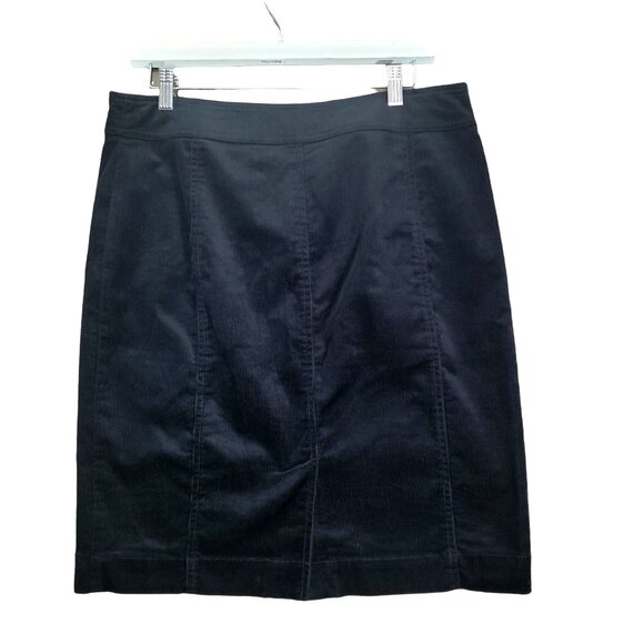 EILEEN FISHER Womens Skirt SZ M Corduroy Short Stretchy‎ Black Academia Minimal - Picture 2 of 7